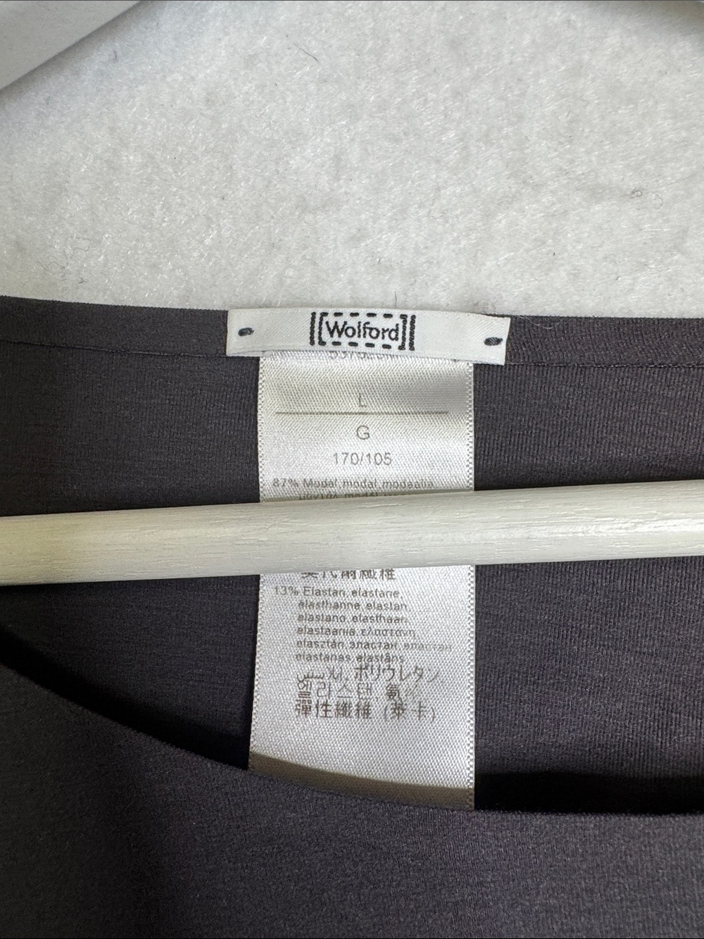Wolford Pure Top Long Sleeve in Charcoal Grey, L - Picture 2 of 6